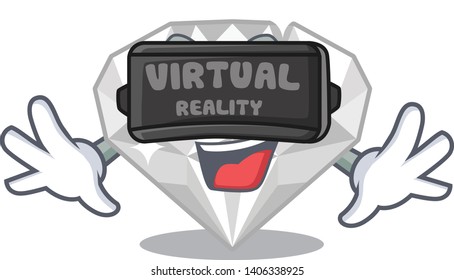 Virtual reality white diamond isolated in the cartoon