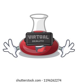 Virtual reality wine decanter on the table cartoon