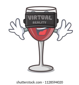 Virtual reality wine mascot cartoon style