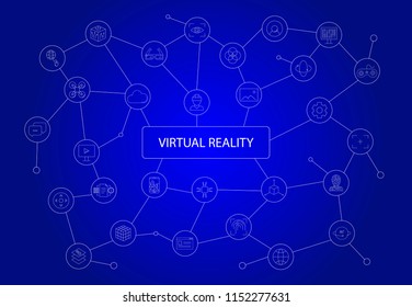 Virtual reality word with icons	
