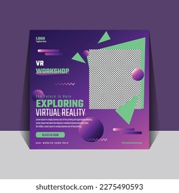 Virtual reality workshop social media post banner template