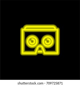 Virtual reality yellow glowing neon ui ux icon. Glowing sign logo vector