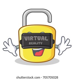 With virtual reality yellow lock character mascot