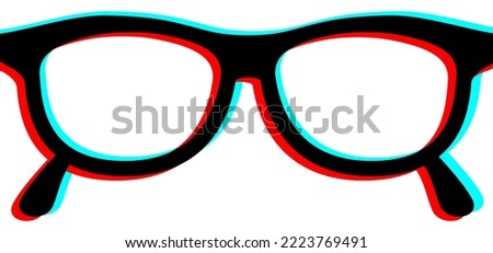 Virtual reality.Cartoon glasses or sunglasses. Glasses model icon or symbol, man, women frames.  Black rim glasses spectacles silhouettes, eyeglasses optical, frame model. Reading glasses.