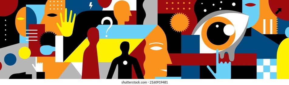 Virtual reality,modern people - abstract vector illustration