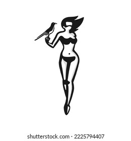 Virtual Realty Bikini Women vector illustration logo design template