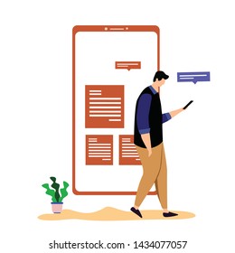Virtual Relationship, online dating and social networking concept vector template design illustration