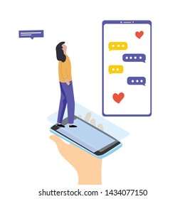 Virtual Relationship, online dating and social networking concept vector template design illustration