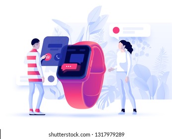 Virtual relationships, online dating and social networking concept - teenagers chatting on the Internet. Vector 3d illustration. Header concept