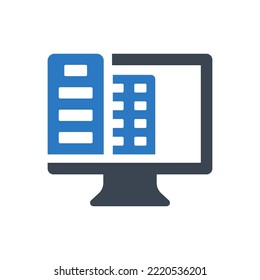 Virtual Remote Office Icon (Vector Illustration)