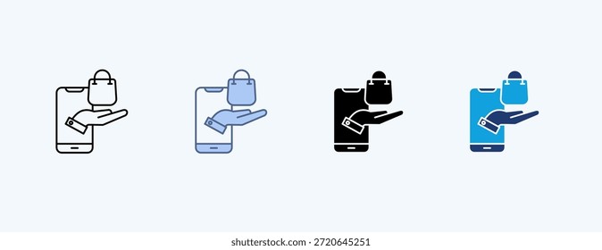 Virtual Retail Multiple Icon Illustration Vector