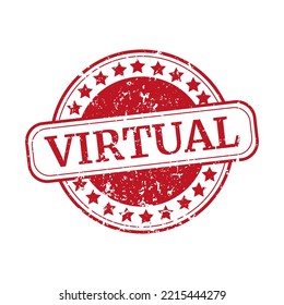 Virtual Round Grunge Vintage Sign. Virtual Stamp