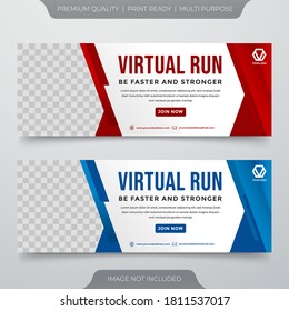 Virtual Run Banner Template Design With Modern Style Use For Social Media Cover And Website Ads