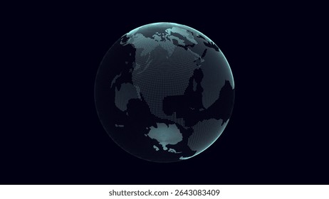 Virtual security planet Earth managing ai. Abstract network connection on digital background. Vector technology processing data in galaxy. Futuristic 3D wireframe sphere. Globe polygon.