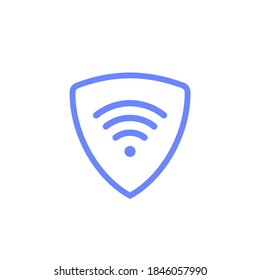 Virtual server vpn network line icon. Wifi private protect vector access safe logo shield protocol