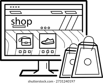 Virtual Shopping Mall concept, Digital Storefront Interface vector icon design,Product Display scene, E-commerce and shopping stock illustration