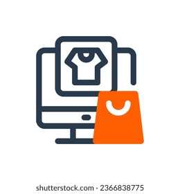 Ilustración de icono del vector de compras virtual