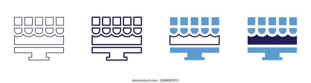 Virtual showroom icon in 4 different styles. Thin Line, Line, Bold Line, Duotone. Duotone style. Editable stroke.