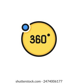 Virtual simulation line icon. Three hundred and sixty degree, angle, circle. Visibility concept. Vector illustration can be used for topics like graphic design, 3D, virtual reality