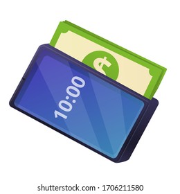 Virtual smartphone money icon. Cartoon of virtual smartphone money vector icon for web design isolated on white background