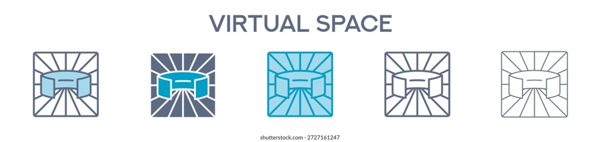 Elemento De Espaço Virtual Para Gráfico De Design - Vários Estilos. Ilustração Vetorial De Duas Cores E Preto. Vários Designs De Ícones Podem Ser Usados Para Celular, Interface Do Usuário, Web