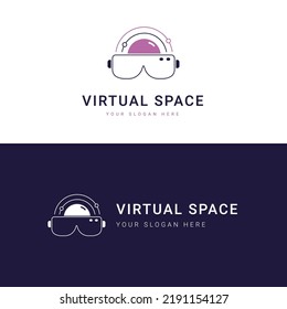 Virtual Space logo template, Perfect logo for businesses related to the space industry. Space Vector Illustration.