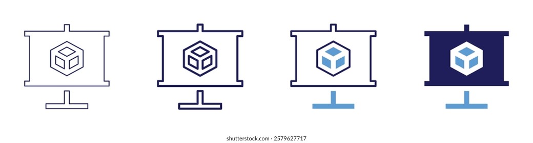 Virtual speech delivery icon in 4 different styles. Thin Line, Line, Bold Line, Duotone. Duotone style. Editable stroke.
