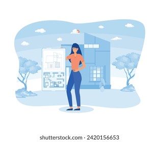 Virtual staging real estate floor plans, real estate agent advertising. flat vector modern illustration 