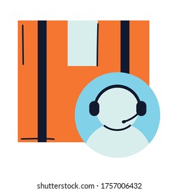 virtual store with call center vector illustration desing