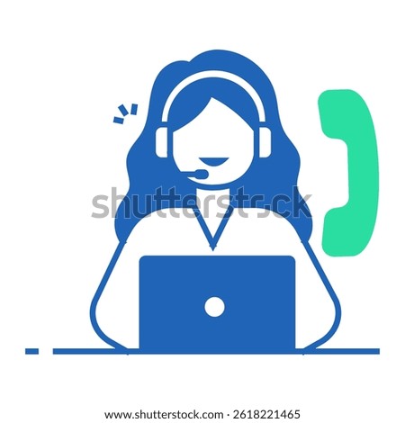 Virtual Support Representative. Laptop with female headset agent for online or remote customer support