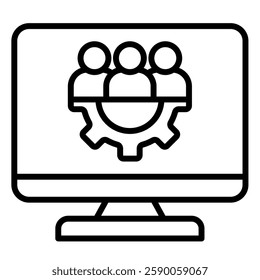 Virtual Team Building icon line vector illustration