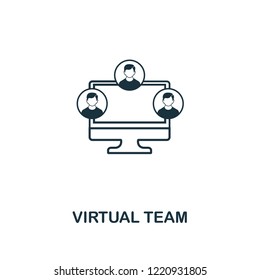 Virtual Team Outline Icon. Premium Style Design From Project Management Icons Collection. Simple Element Virtual Team Icon. Ready To Use In Web Design, Apps, Software And Printing.