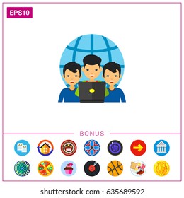 Virtual Team of Three Men Icon