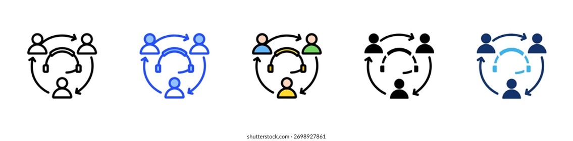 Coleção De Ícones Do Trabalho Em Equipe Virtual Com Vários Estilos