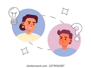 Virtual teamwork line concept vector spot illustration. Editable 2D flat cartoon characters on white for web design. Staying connected as team creative lineart idea for website, mobile, blog
