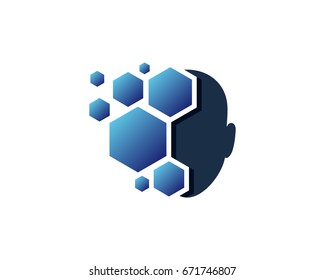 Virtual Tech Human Head Icon Logo Design Element