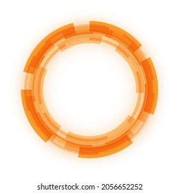 Tecnologías virtuales. Un círculo naranja tecnológico con un espacio en el centro para un mensaje o información. Diseño plano.