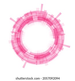 Virtual technologies. A technological pink circle with a space in the center for a message or information. Flat design.
