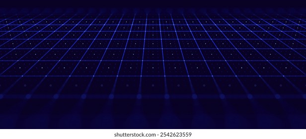 Virtual Technology Futuristic User Interface (Rede de HUD de interface de usuário futurista de tecnologia virtual). 3D FUI GUI Design de Fundo com Profundidade de Efeito de Campo. Design de tema de ficção científica, inteligência artificial. Hi-Tech Bg. Ilustração de vetor.