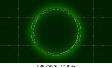 Virtual Technology Futuristic User Interface Radar HUD Grid. Spaceship FUI GUI Backdrop Design. Science Fiction Theme Design, Artificial Intelligence. Hi-Tech Bg. Vector Illustration.