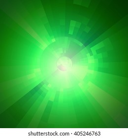 Virtual technology vector background. Abstract green futuristic tunnel  background. Hi-tech design.
