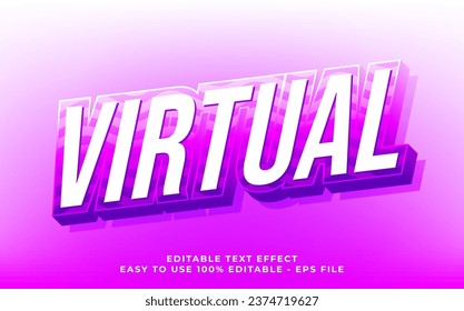 Virtual text effect editable video cover and banner text style, 3d typography template