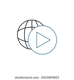virtual tour concept line icon. Simple element illustration. virtual tour concept outline symbol design.