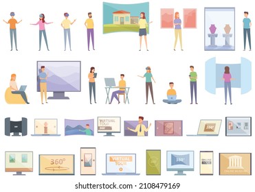 Virtual tour icon cartoon vector. Video arrow. App design