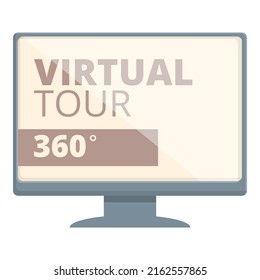 Virtual tour icon cartoon vector. Online video. 3d museum