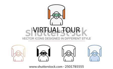 Virtual Tour icon design with white background stock illustration