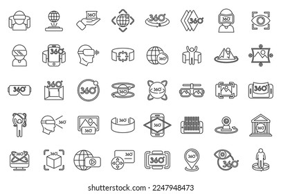 Virtual tour icons set outline vector. Video arrow. App design