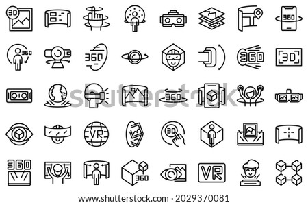 Virtual tour icons set outline vector. Video arrow. App design