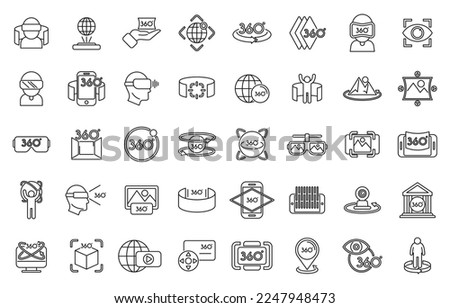 Virtual tour icons set outline vector. Video arrow. App design