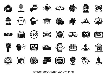 Virtual tour icons set simple vector. Video arrow. App design